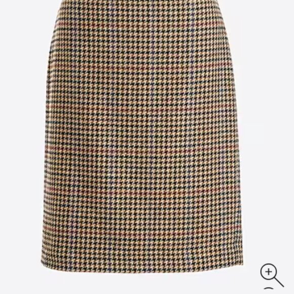 J. Crew Houndstooth Pencil Skirt Beige Multi Wool - Picture 1 of 8